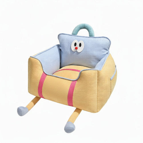 Children's chair with cartoon face design on a white background